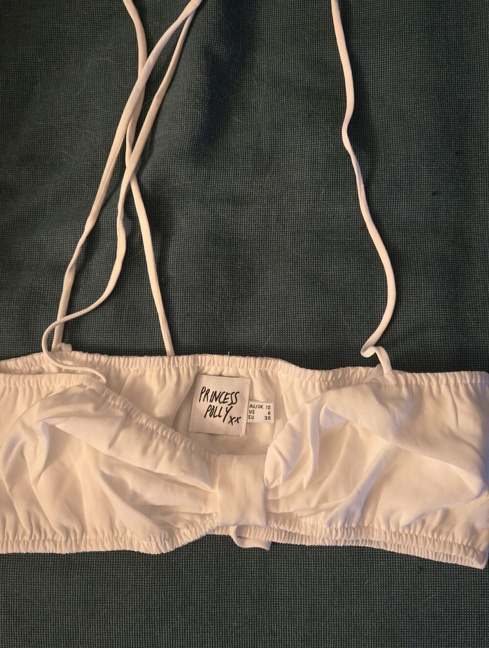 Princess Polly White Bandeau Bralette with Thin Straps and Skirt